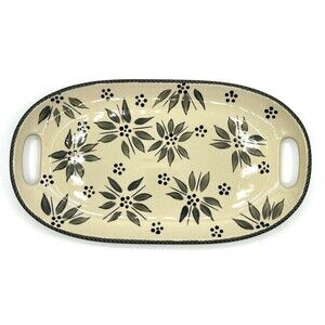 Temptations by Tara Serving Platter‎ Old World Classic Handpainted Cream Floral